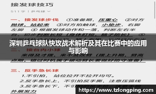 深圳乒乓球队快攻战术解析及其在比赛中的应用与影响