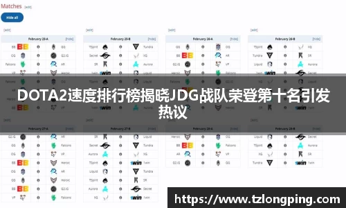 DOTA2速度排行榜揭晓JDG战队荣登第十名引发热议